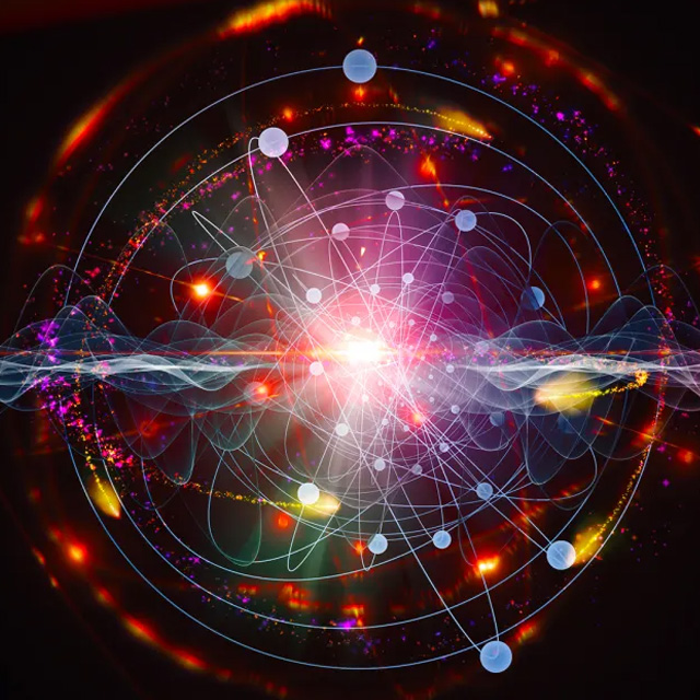 Quantum meditation practitioner experiencing cosmic consciousness and chakra alignment